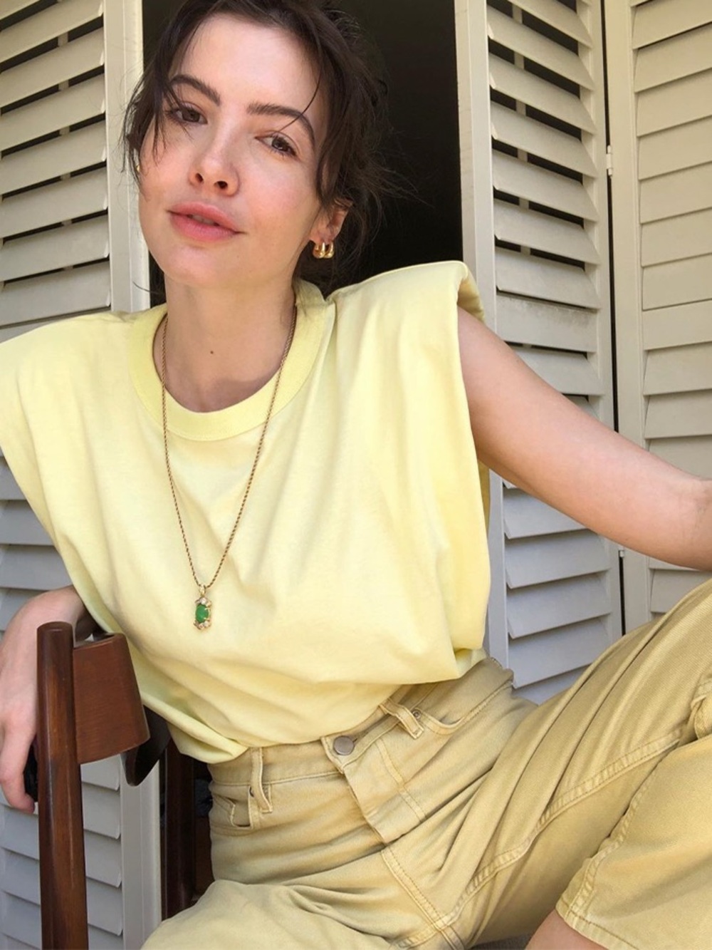 The Frankie Shop x Camille Charriere Yellow Shoulder Pad Tank Top